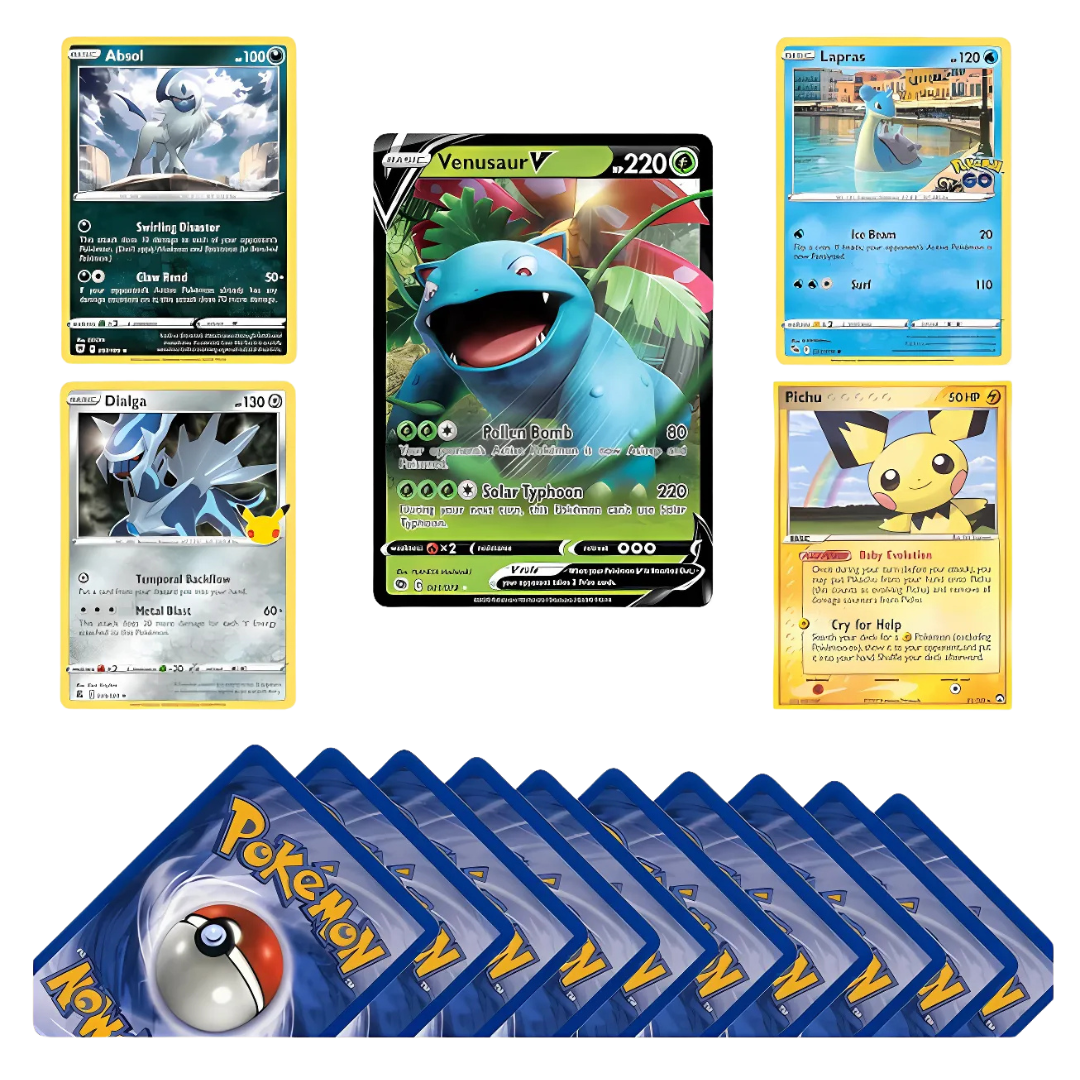 Pokemon Card Mystery Packs including Rares, Holos and V, VMAX, EX Pokemon Cards + That Chunky Yellow Mouse ™ Pouch (10 Pokémon Cards 3 Shiny Cards + 1 Special Pokémon Card)