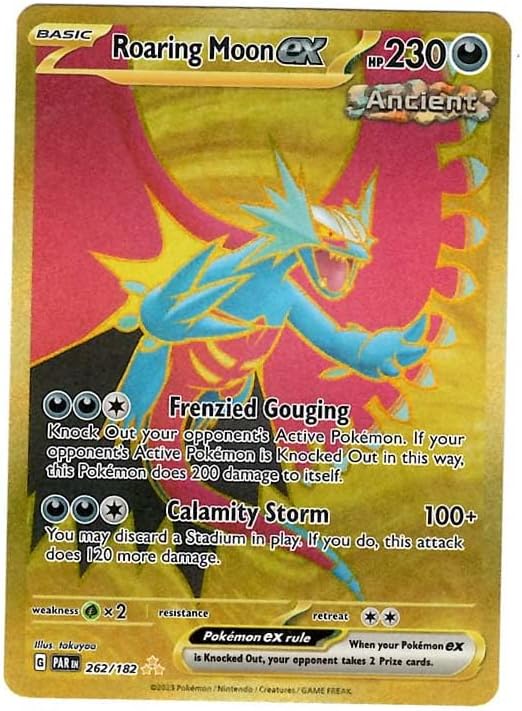 Pokemon - Roaring Moon ex 262/182 - Paradox Rift - Hyper Rare - Gold Foil - Single Card