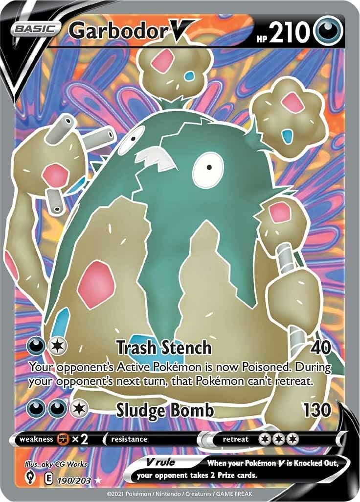 Pokémon Garbodor V - 190/203 - Ultra Rare (Full Art) - Sword & Shield - Evolving Skies - Collectible Card - 1