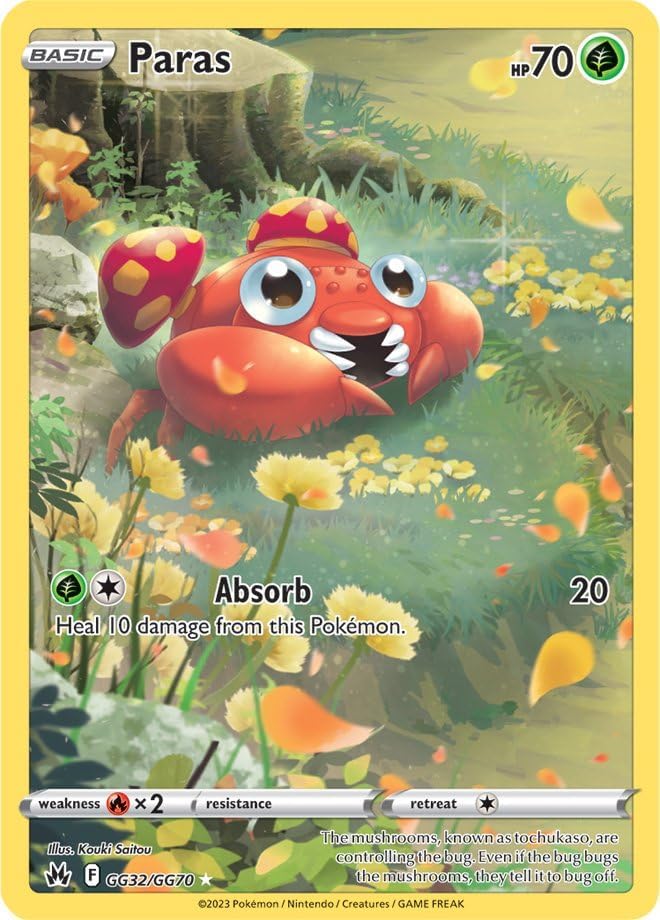 Pokemon – Paras GG32/GG70 -Crown Zenith – Galarian Gallery – Full Art – Holo Card