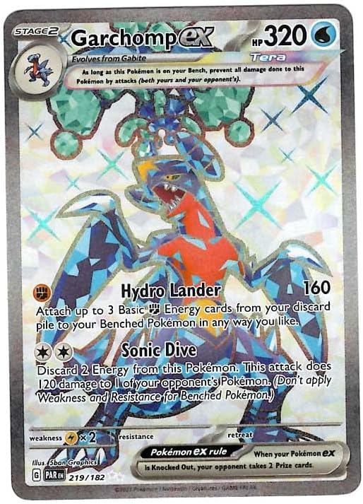 Pokemon - Garchomp ex 219/182 - Paradox Rift - Tera Full Art - Ultra Rare - Single Card