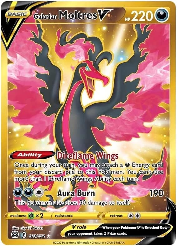 Galarian Moltres V - 183/172 - Secret Rare - Sword & Shield: Brilliant Stars