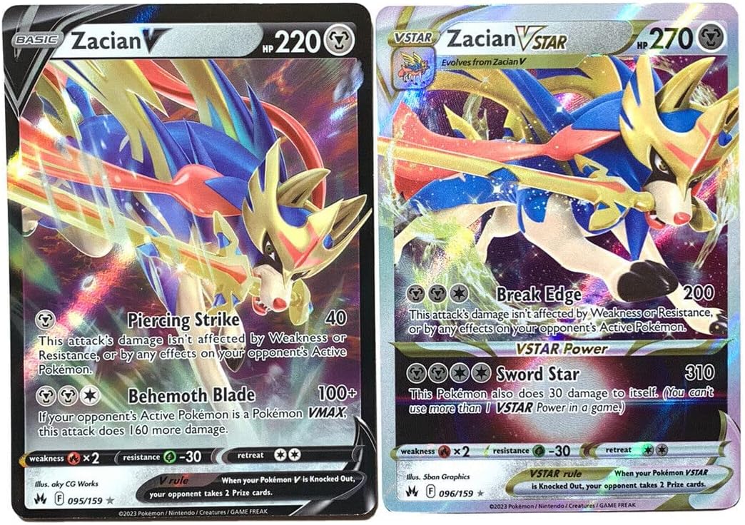 Zacian V & VSTAR - 096/159 - Crown Zenith - Pokemon Ultra Rare Card Lot