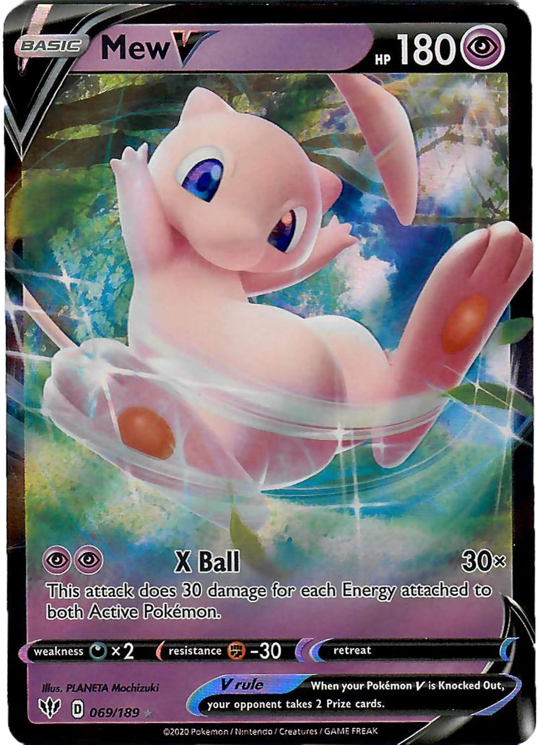 Pokémon - Mew V - 69/189 - Ultra Rare Sword & Shield Darkness Ablaze Single Card