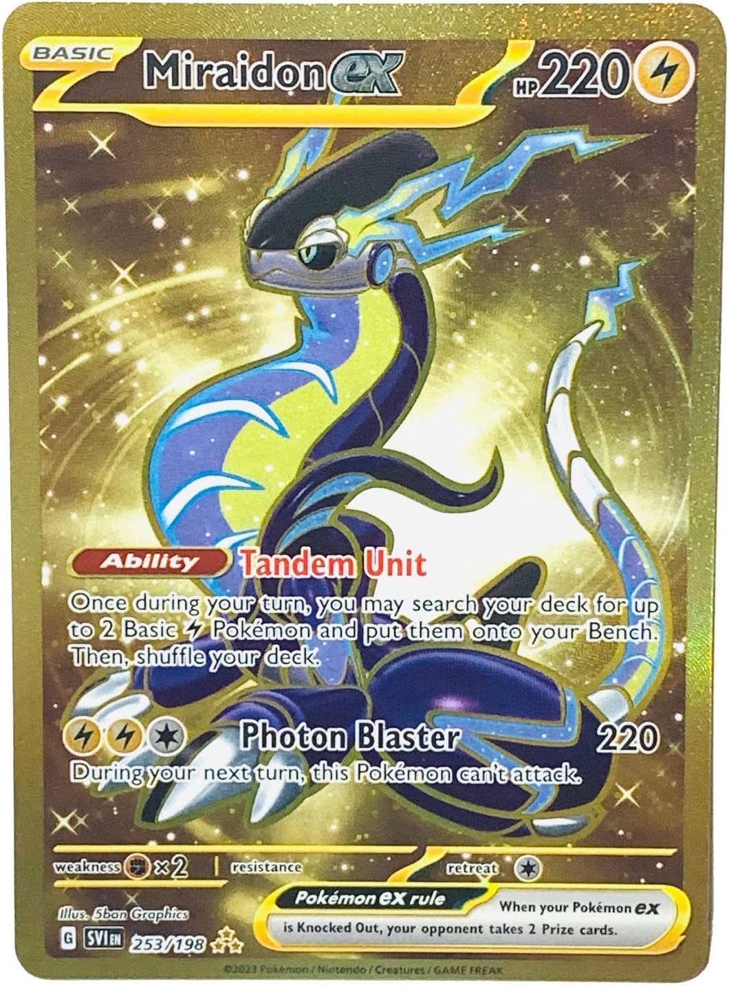 Pokemon - Miraidon ex 253/198 - Scarlet & Violet - Secret Rare - Gold Holo Foil
