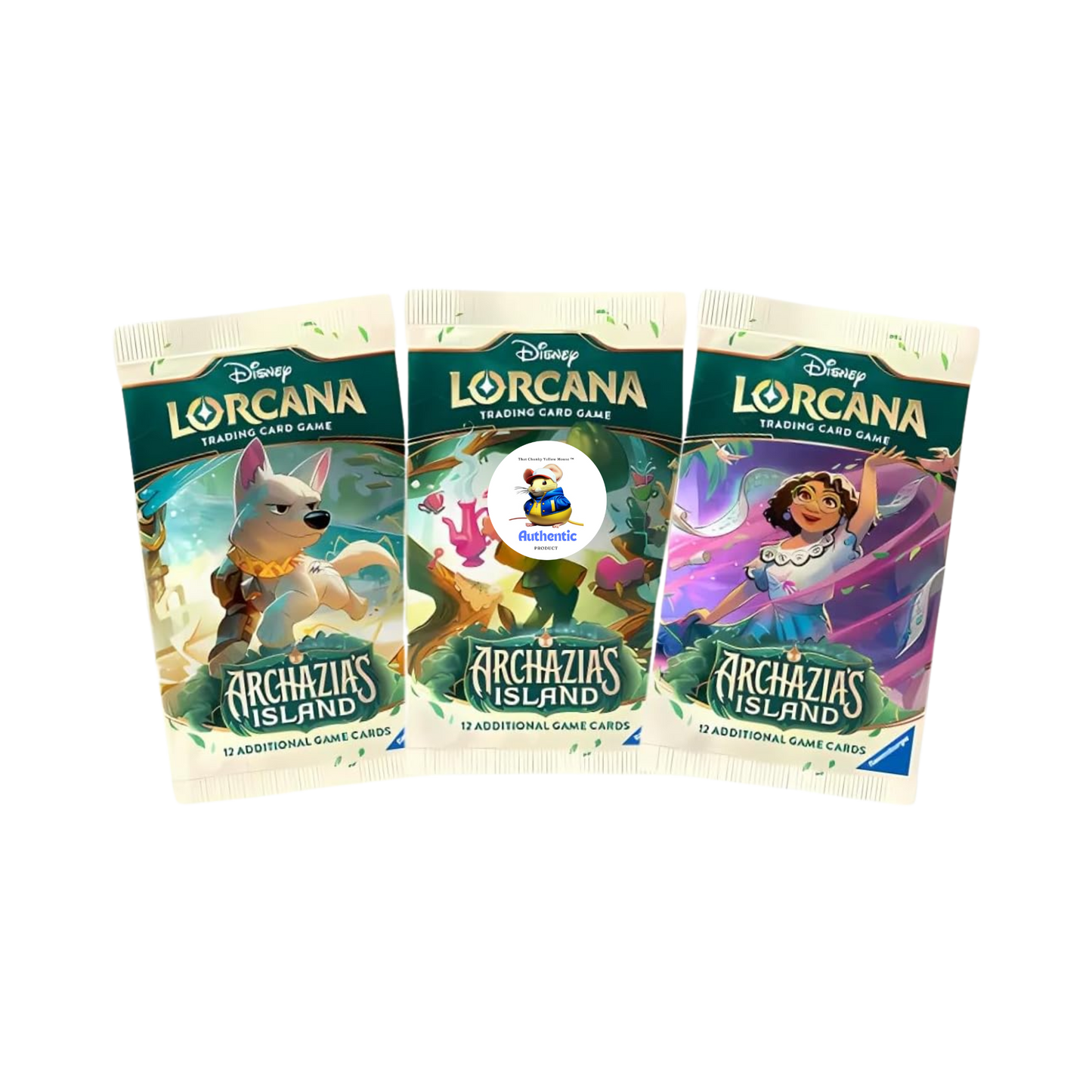 That Chunky Yellow Mouse 3 x Archazia's Island Booster Packs | TCYM Authenticated | Disney Cards | Lorcana Pack | Trading Card Game | 12 Cards Per Pack |