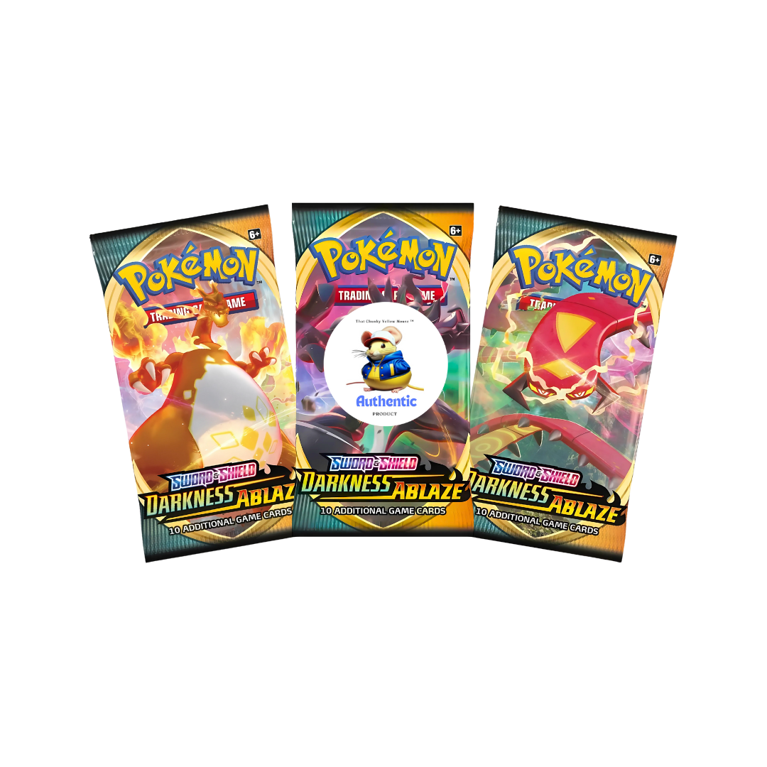Darkness Ablaze Pokemon Booster Packs Triple Pack | TCG Trading Cards | 3 x Darkness Ablaze Stars Booster Packs | TCYM Authentication | 3 Pokemon Card Packets from Booster Box |