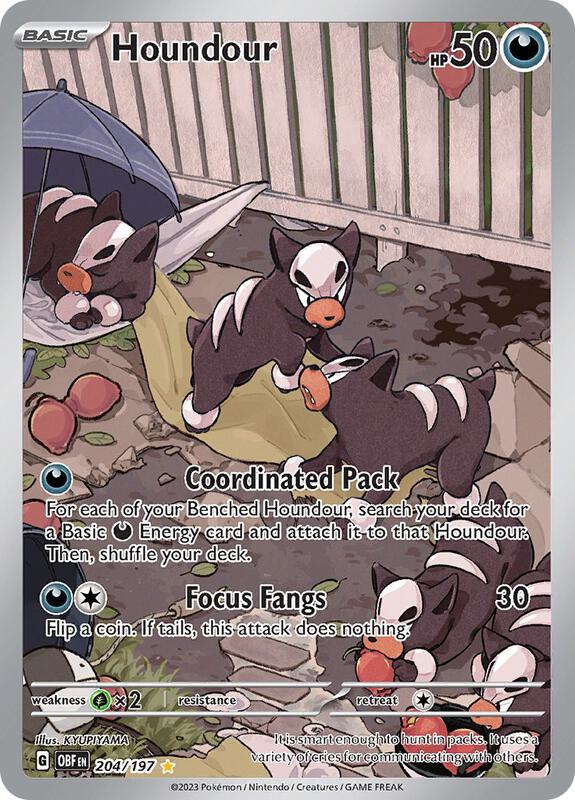 Houndour Illustration Rare 204/197 Obsidian Flames