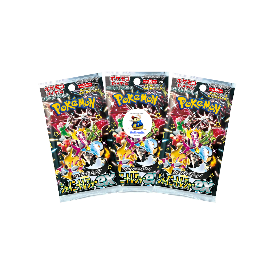3 x Shiny Treasure Japanese Pokemon Booster Packs | Scarlet & Violet Set | Pokémon Trading Cards in 3 Booster Packs | TCYM Authenticated | Pokemon TCG Pack | Japanese Paldean Fates