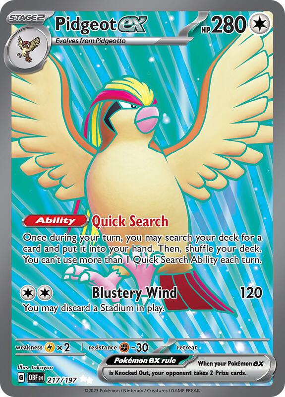Pidgeot ex Ultra Rare 217/197 Obsidian Flames