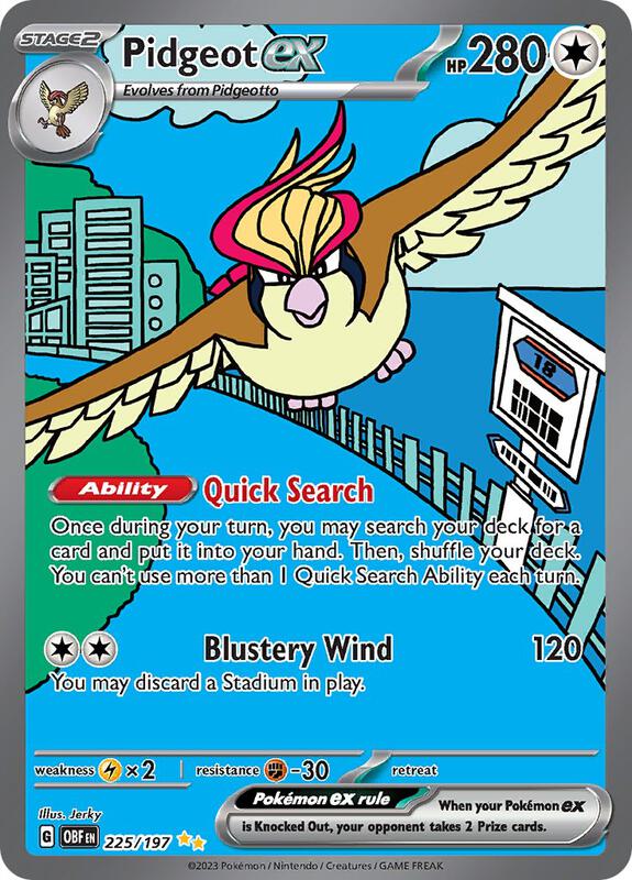 Pidgeot ex Special Illustrated Rare 225/197 Obsidian Flames