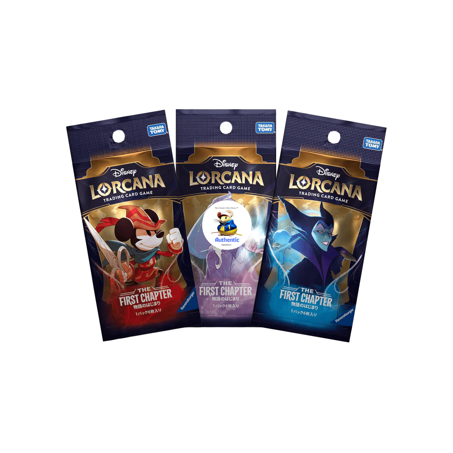 That Chunky Yellow Mouse Japanese Disney Cards | Japanese Lorcana First Chapter | 3 Lorcana Booster Packs TCYM Authenticated | Lorcana Trading Cards Collection |