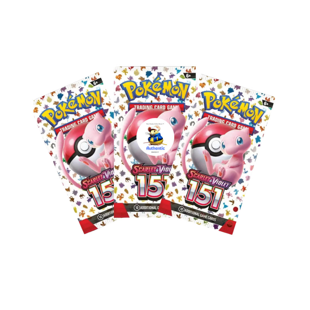 3 x Pokemon 151 Booster Packs | Scarlet & Violet Set | Pokémon Trading Cards in 3 Pokemon Card Packs | Authentic | Pokemon Packs 3 + TCYM Pouch |