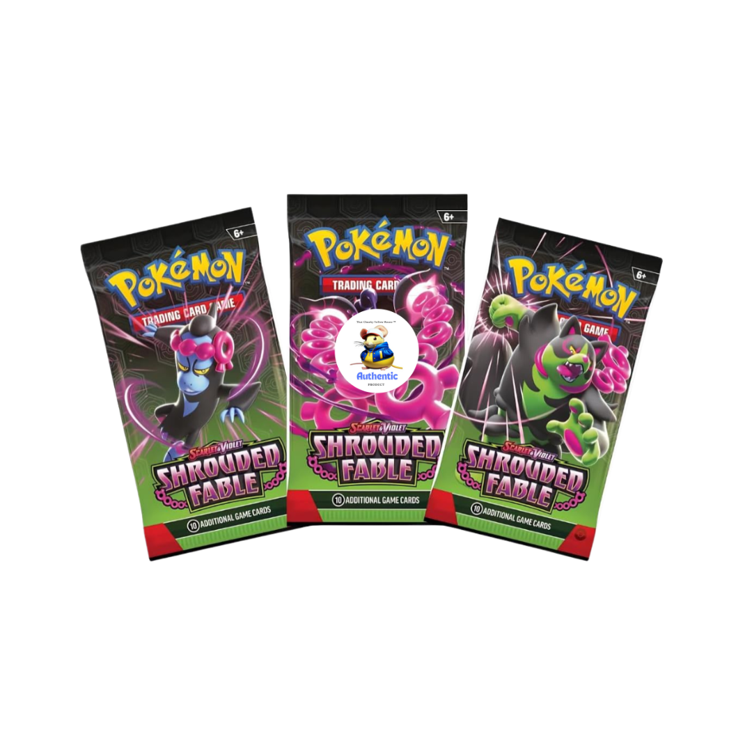 3 x Pokemon Shrouded Fable Booster Packs | Scarlet & Violet Set | Pokémon Trading Cards in 3 Booster Packs | Authentic | Pokemon TCG Pack + TCYM Pouch | 3 x Pokemon Card Booster Pack