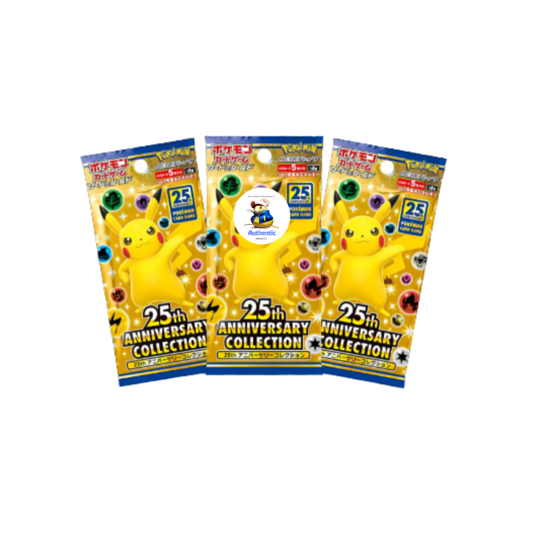 3 x Japanese Pokemon Celebrations Booster Packs | 25th Anniversary Collection | Pokémon Trading Cards in Booster Packs | TCYM Authenticated | Pokemon TCG Pack | 25th Anniversary |