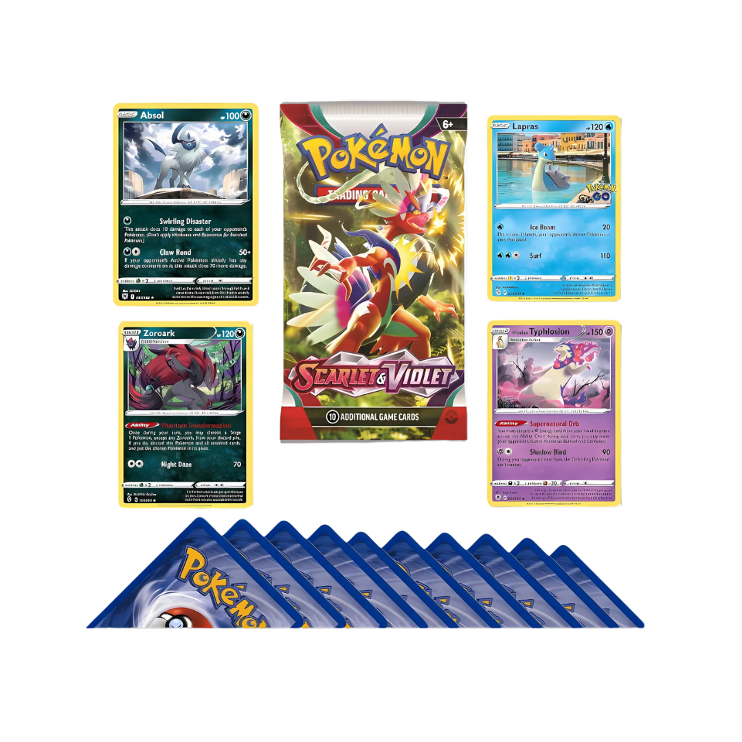 Pokemon Card Mystery Packs including Rares, Holos and V VMAX EX + That Chunky Yellow Mouse ™ Pouch (1 Sealed Pokemon Booster Pack + 50 Assorted Cards including 5 Holos)