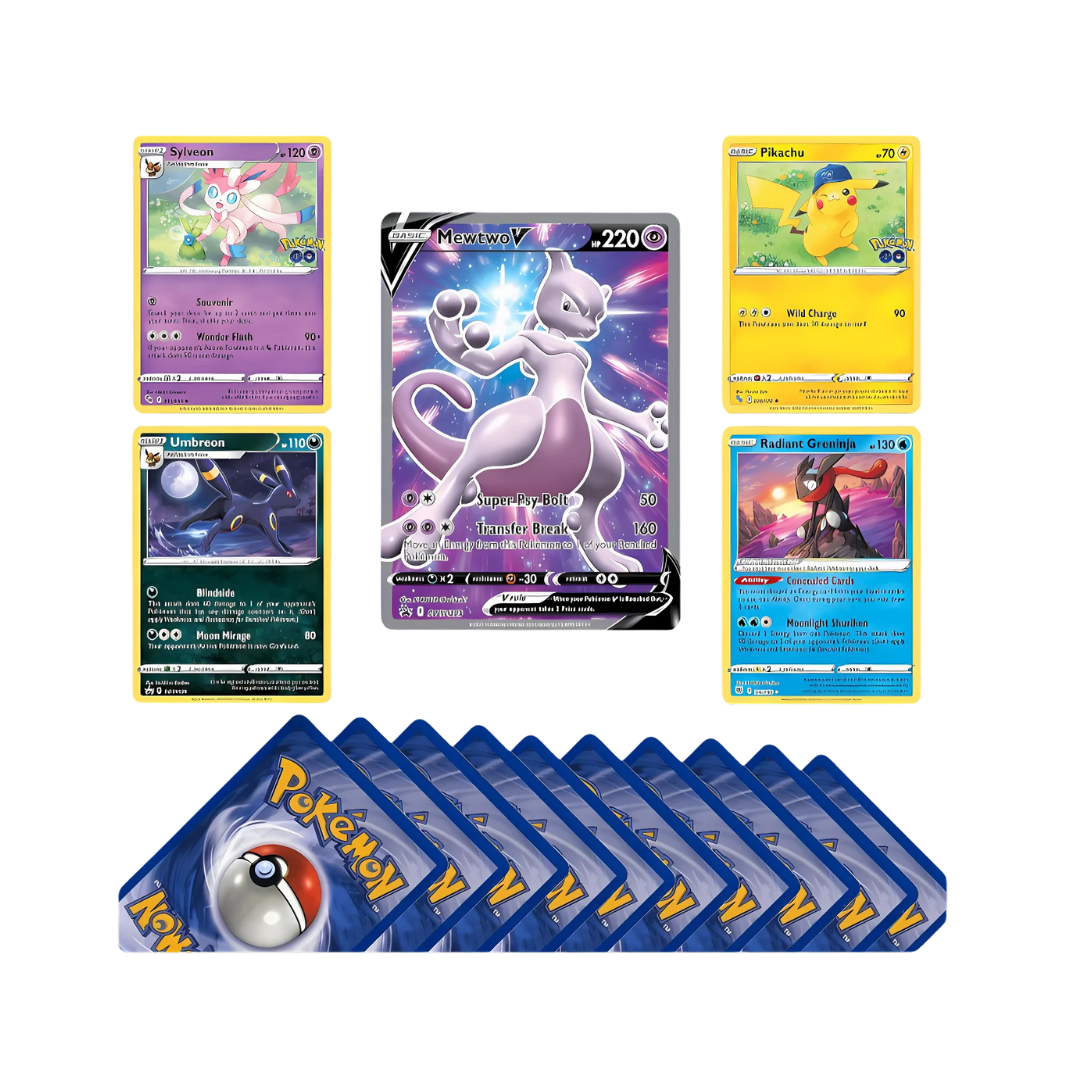 Pokemon Card Mystery Pack including Rares, Holos and V GX or VMAX Pokemon Cards + That Chunky Yellow Mouse ™ Pouch (Ultimate Pokemon Cards Pack - 20 Pokémon Cards 4 Rare Cards + Special Pokémon Card