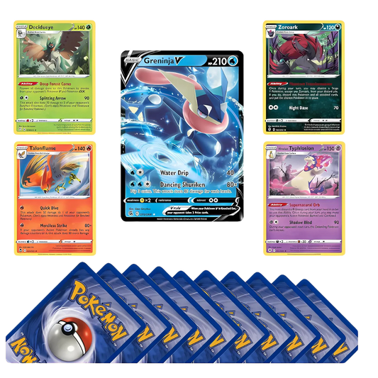 Pokemon Card Mystery Packs including Rares, Holos and V, VMAX, EX Pokemon Cards + That Chunky Yellow Mouse ™ Pouch (10 Pokémon Cards 3 Shiny Cards + 1 Special Pokémon Card)