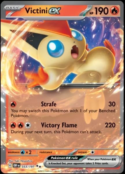 Pokemon - Victini ex 33/197 - Obsidian Flames - Double Rare - Holo Foil Card