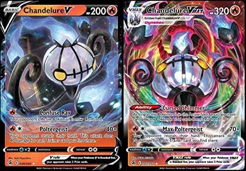 Pokemon Chandelure V & Vmax Set - Fusion Strike 039/264-040/264 Ultra Rare Card Lot
