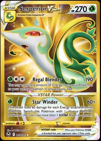 Serperior Vstar 210/195- Silver Tempest - Full Art - Pokemon Gold Secret Rare Card