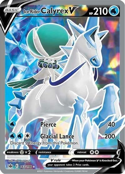 Pokémon Ice Rider Calyrex V - 163/198 - Full Art Ultra Rare - Sword & Shield - Chilling Reign - Collectible Card - 1