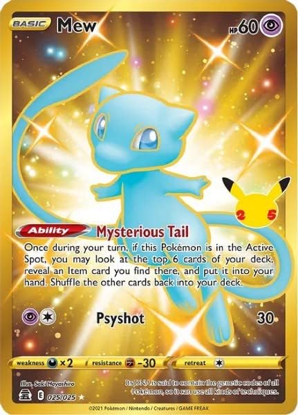 Pokemon - Mew 025/025 - Celebrations - Gold Full Art Card