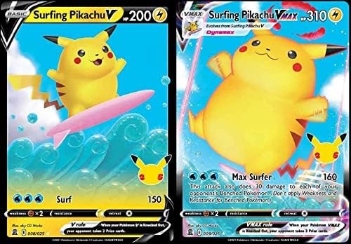 Surfing Pikachu V & Vmax 008/025 & 009/025 - Celebrations - Pokemon Ultra Rare Lot - 25th Anniversary -