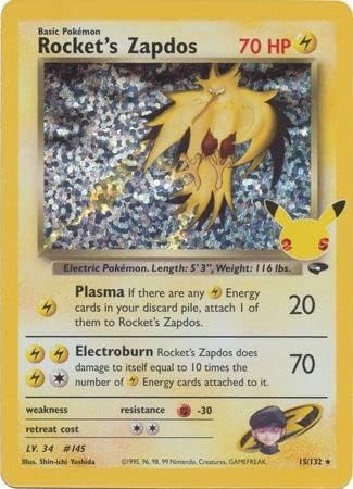 The Pokemon Company International Pokemon Single Card ROCKET'S ZAPDOS Celebrations CLASSIC COLLECTION, Multicolored