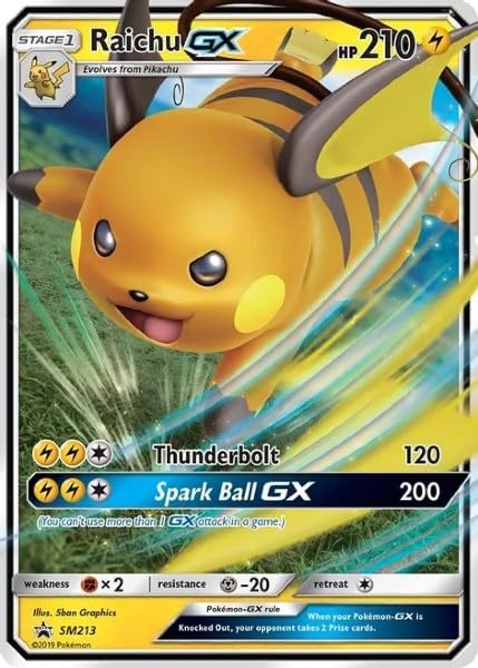 Pokémon - Raichu GX - SM213 - Black Star Promo - Ultra Rare Trading Card - 1