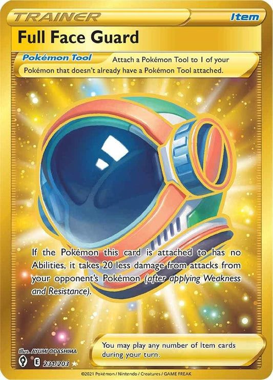 Pokémon Full Face Guard - 231/203 - Secret Rare - Sword & Shield - Evolving Skies - Trading Card - 1