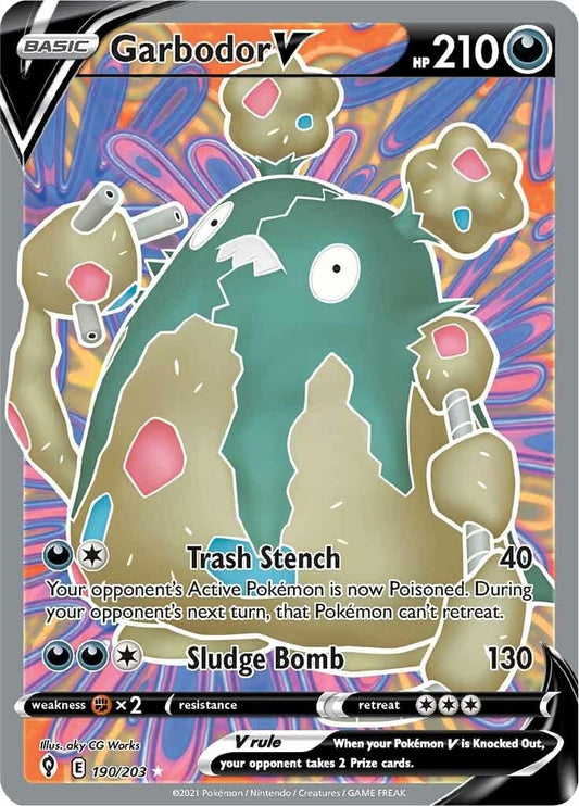Pokémon Garbodor V - 190/203 - Ultra Rare (Full Art) - Sword & Shield - Evolving Skies - Collectible Card - 1