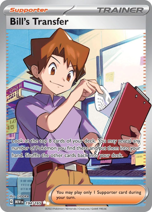 Pokemon - Bill's Transfer 194/165 - Pokemon 151 - Full Art Ultra Rare - Single Card