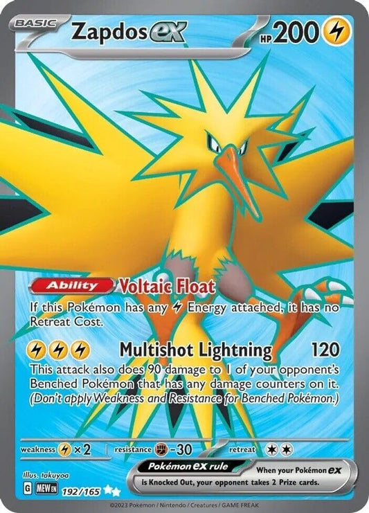 Pokemon - Pokemon - Zapdos ex 192/165 + That Chunky Yellow Mouse Protective Pouch