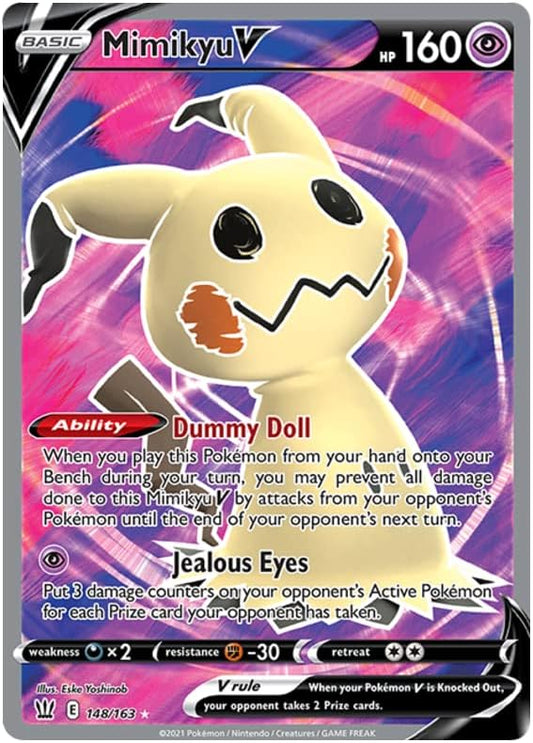 Pokémon Mimikyu V - 148/163 - Full Art Ultra Rare - Sword & Shield - Battle Styles - Trading Card - Collectible Card - 1