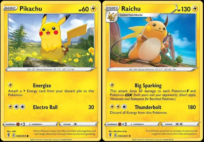 Raichu 050/203 - Evolving Skies - Rare - Evolution Pokemon Card Lot- Pikachu 049/203
