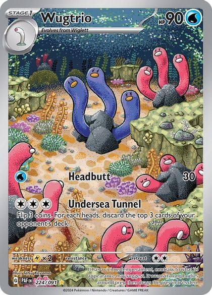 Pokemon - Wugtrio - 224/091 - Paldean Fates – Illustration Rare – Single Card