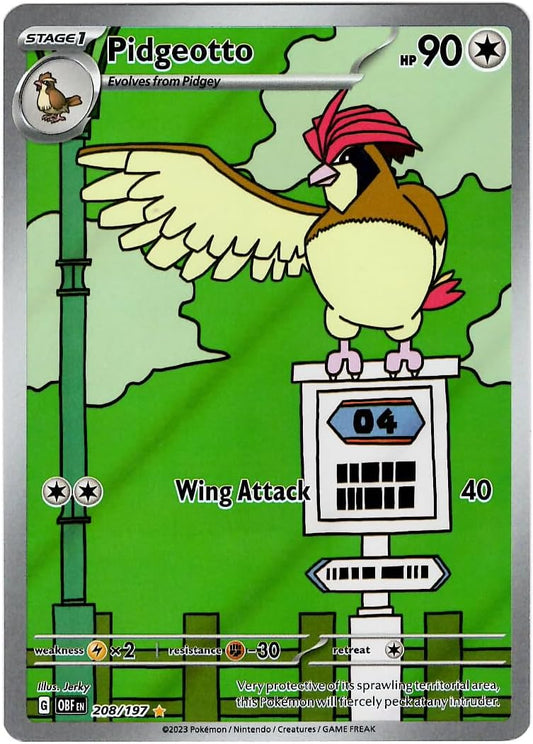 Pokémon - Pidgeotto 208/197 - Obsidian Flames - Illustration Rare - Holo Foil Full Art - Trading Card - 1
