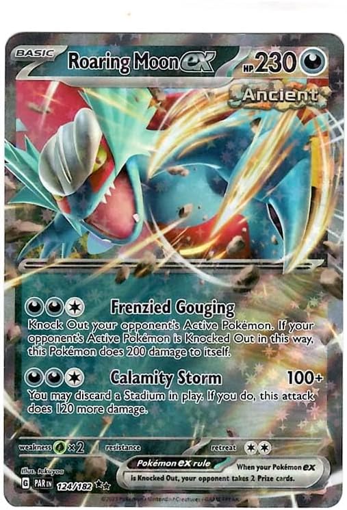 Pokemon - Roaring Moon ex 124/182 - Paradox Rift - Ancient Pokemon - Double Rare - Single Card