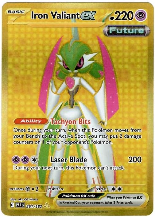 Pokemon - Iron Valiant ex 261/182 - Paradox Rift - Hyper Rare - Gold Foil - Single Card