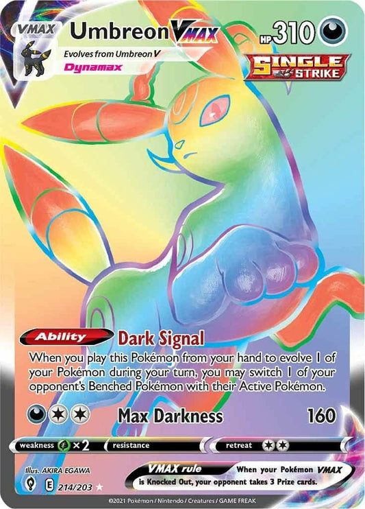 Pokémon Umbreon VMAX - 214/203 - Secret Rare - Sword & Shield - Evolving Skies Trading Card