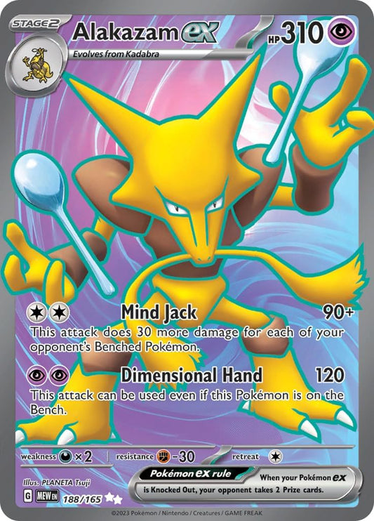 Pokemon - Alakazam 188/165 - Pokemon 151 - Full Art Ultra Rare - Single Card