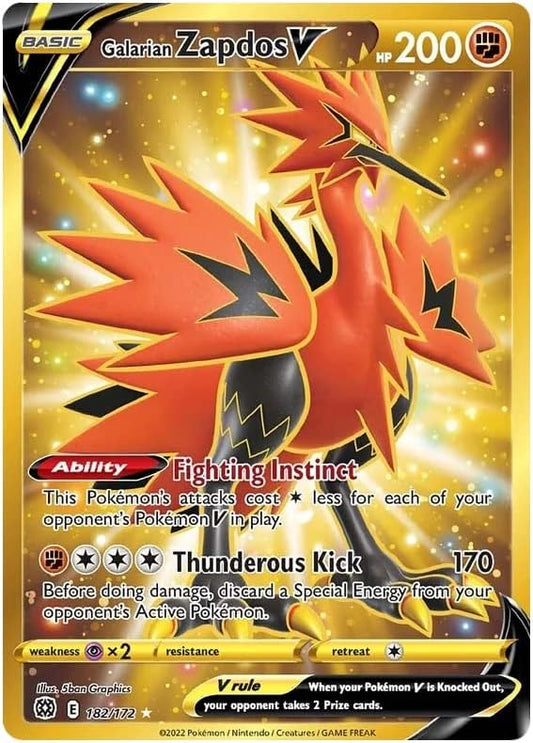 Galarian Zapdos V - 182/172 - Secret Rare - Sword & Shield: Brilliant Stars