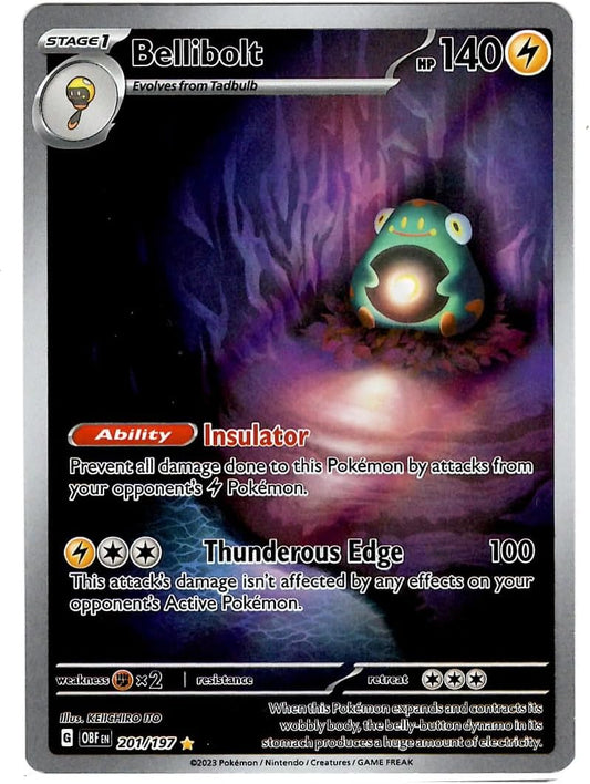 Pokemon - Bellibolt 201/197 - Obsidian Flames - Illustration Rare - Holo Foil Full Art