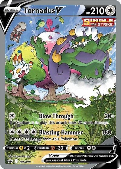 Pokémon Tornadus V - 185/198 - Full Art Ultra Rare - Sword & Shield - Chilling Reign - Trading Card Game Singles - Collectible Card - 1