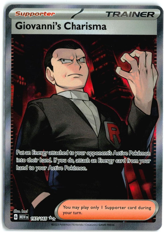 Pokemon - Giovanni's Charisma 197/165 - Pokemon 151 - Full Art Ultra Rare - Single Card