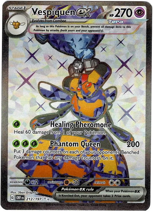 Pokémon - Vespiquen ex Tera 212/197 Obsidian Flames Ultra Rare Full Art Collector's Card (Pack of 1)