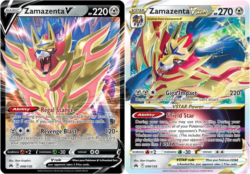 Zamazenta V & Vstar 099/159 - Crown Zenith - Pokemon Ultra Rare Card Lot