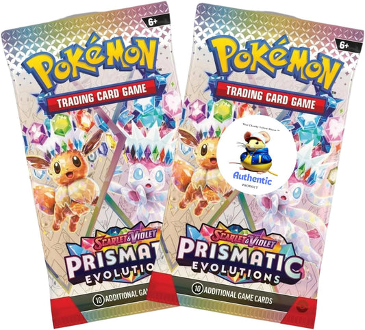 Prismatic Evolutions Pokemon Booster Packs x 2 | Scarlet & Violet Set | Pokémon Trading Cards in Booster Packs | TCYM Authenticated | Pokémon TCG Pack | Pokemon Prismatic Evolution