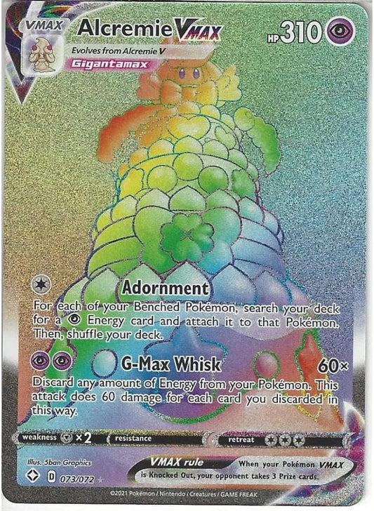 Pokemon TRADING CARD GAME 073/072 Alcremie VMAX | Rare Rainbow Card | Shining Fates